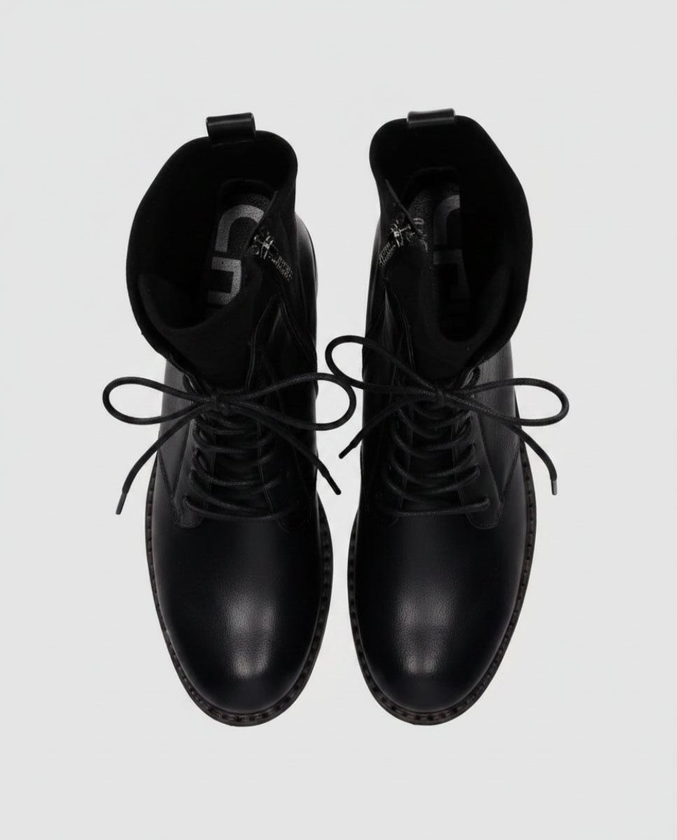 Botines suela track de mujer con estilo urbano con suela dentada y cuello elástico - Chika10 - Negro Negro-4