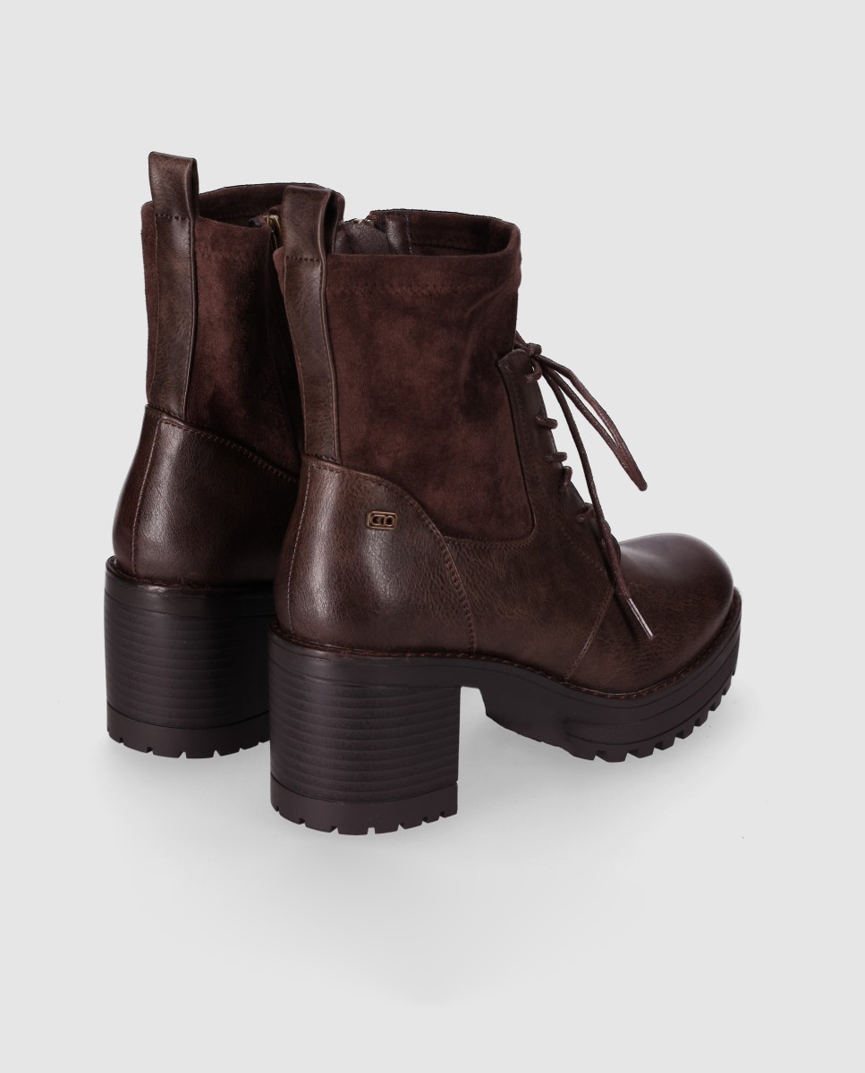 Botines suela track de mujer con estilo urbano con suela dentada y cuello elástico - Chika10 - Marrón Marrón-2