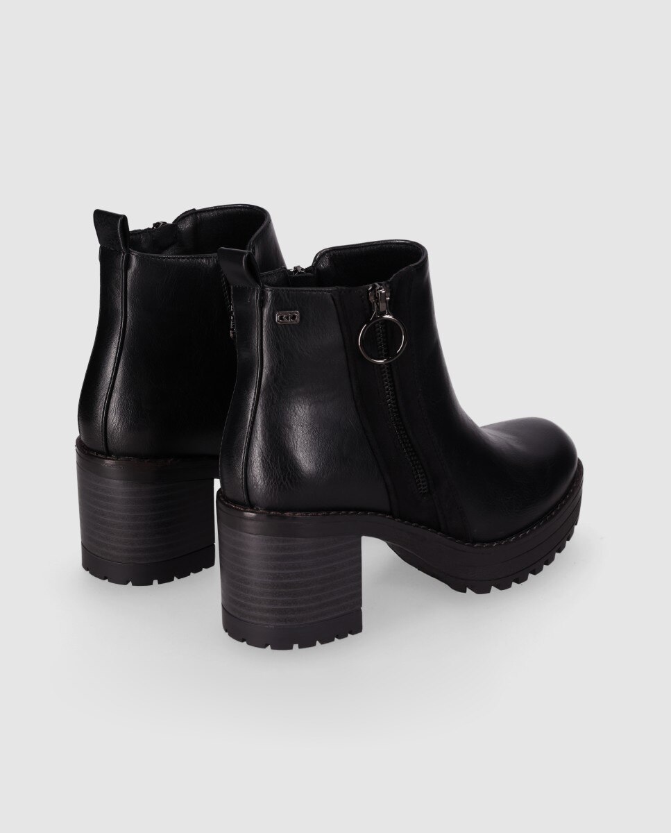 Botines con suela track de mujer de estilo urbano con cierre de cremallera lateral - Chika10 - Negro Negro-2