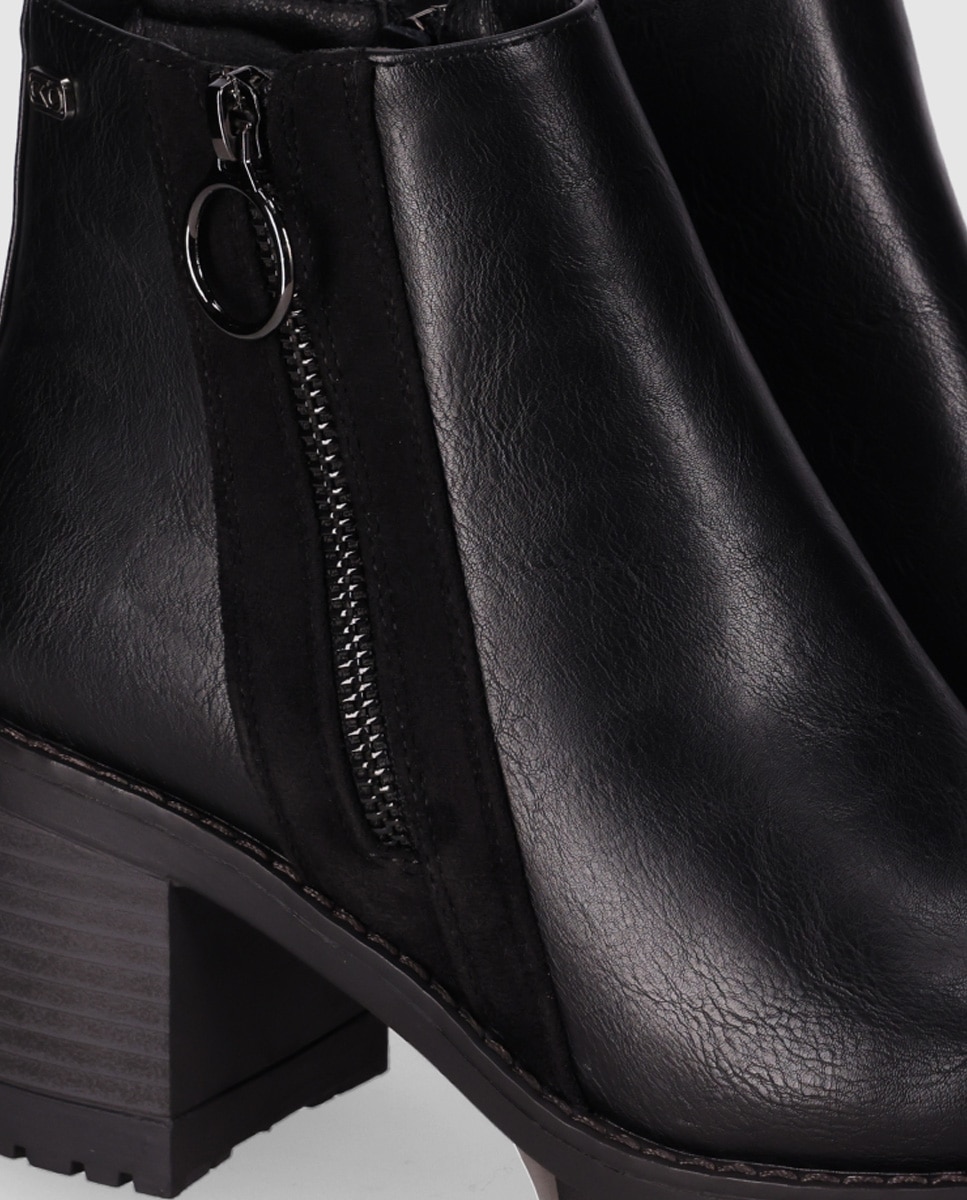 Botines con suela track de mujer de estilo urbano con cierre de cremallera lateral - Chika10 - Negro Negro-5