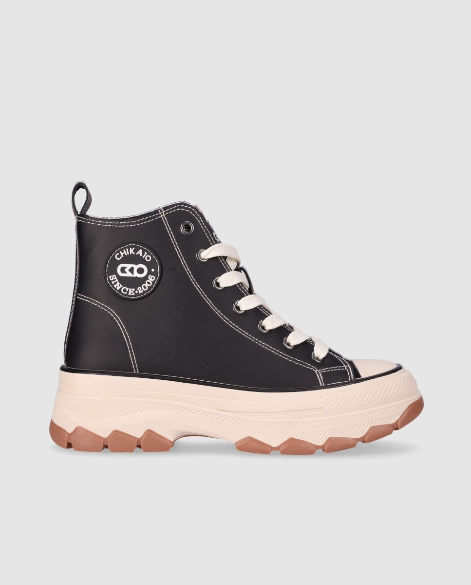 Imagen 1 de Zapatillas plataforma de mujer con suela chunky y costuras en contrate - Chika10 - Negro Negro