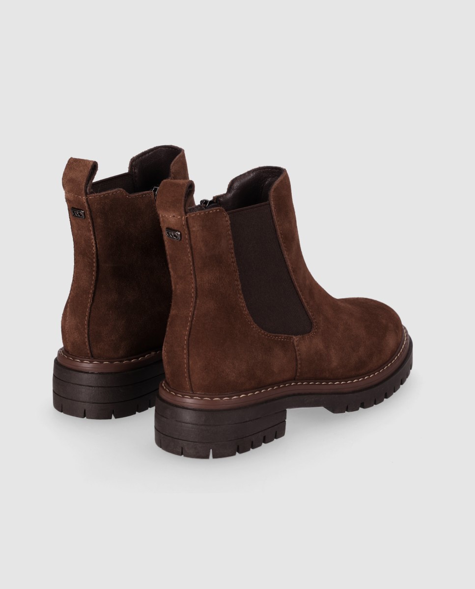 Botines chelsea de mujer en piel de serraje con suela track y diseño robusto - Chika10 - Marrón claro Marrón claro-2