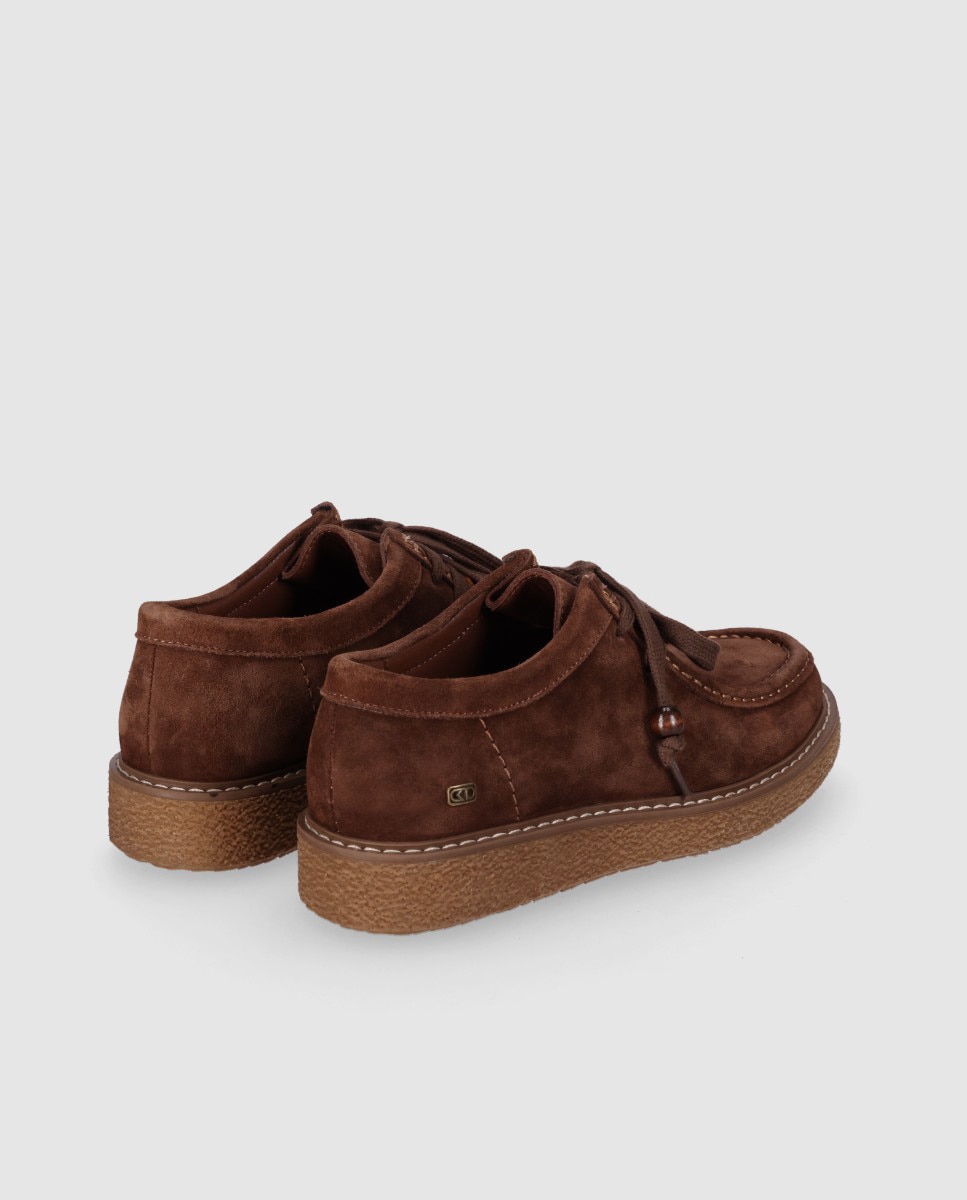 Zapatos de cordones de mujer confeccionados en piel con puntera redonda y abalorios decorativos - Chika10 - Marrón claro Marrón claro-2