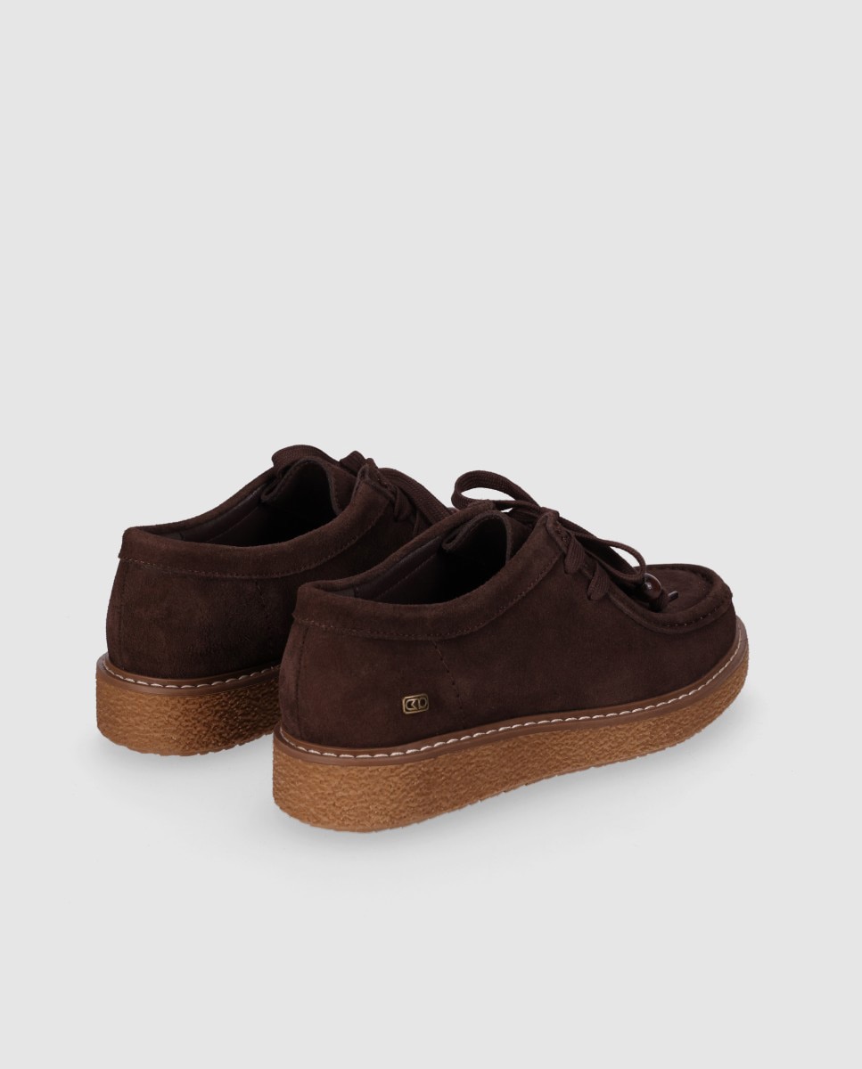 Zapatos de cordones de mujer confeccionados en piel con puntera redonda y abalorios decorativos - Chika10 - Marrón Marrón-2