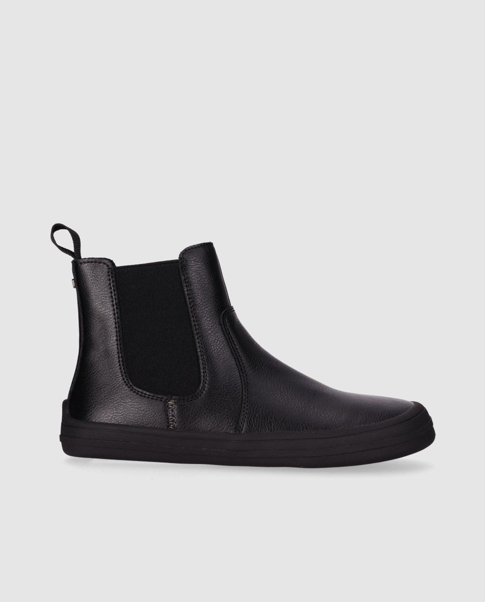 Botines chelsea de mujer diseñados en piel con horma anatómica y suela plana - Chika10 - Negro Negro-1