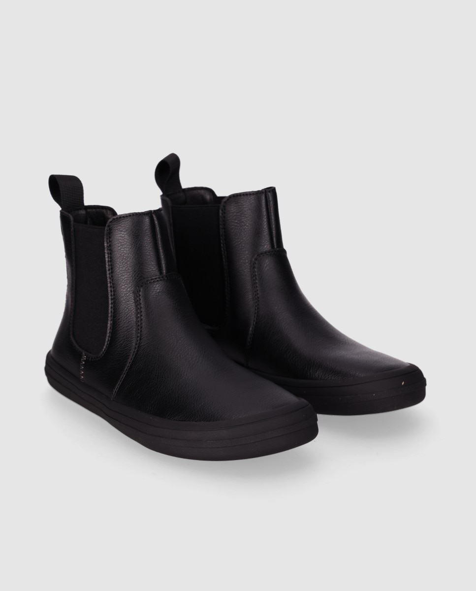Botines chelsea de mujer diseñados en piel con horma anatómica y suela plana - Chika10 - Negro Negro-3
