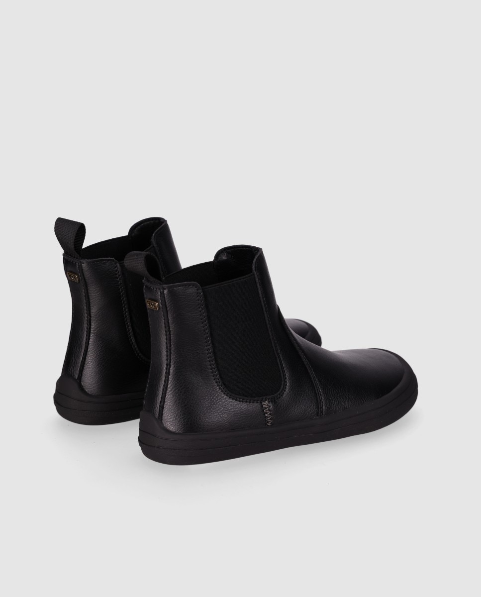 Botines chelsea de mujer diseñados en piel con horma anatómica y suela plana - Chika10 - Negro Negro-2
