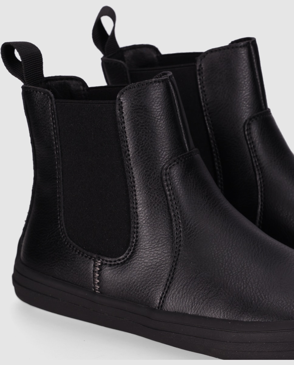 Botines chelsea de mujer diseñados en piel con horma anatómica y suela plana - Chika10 - Negro Negro-5