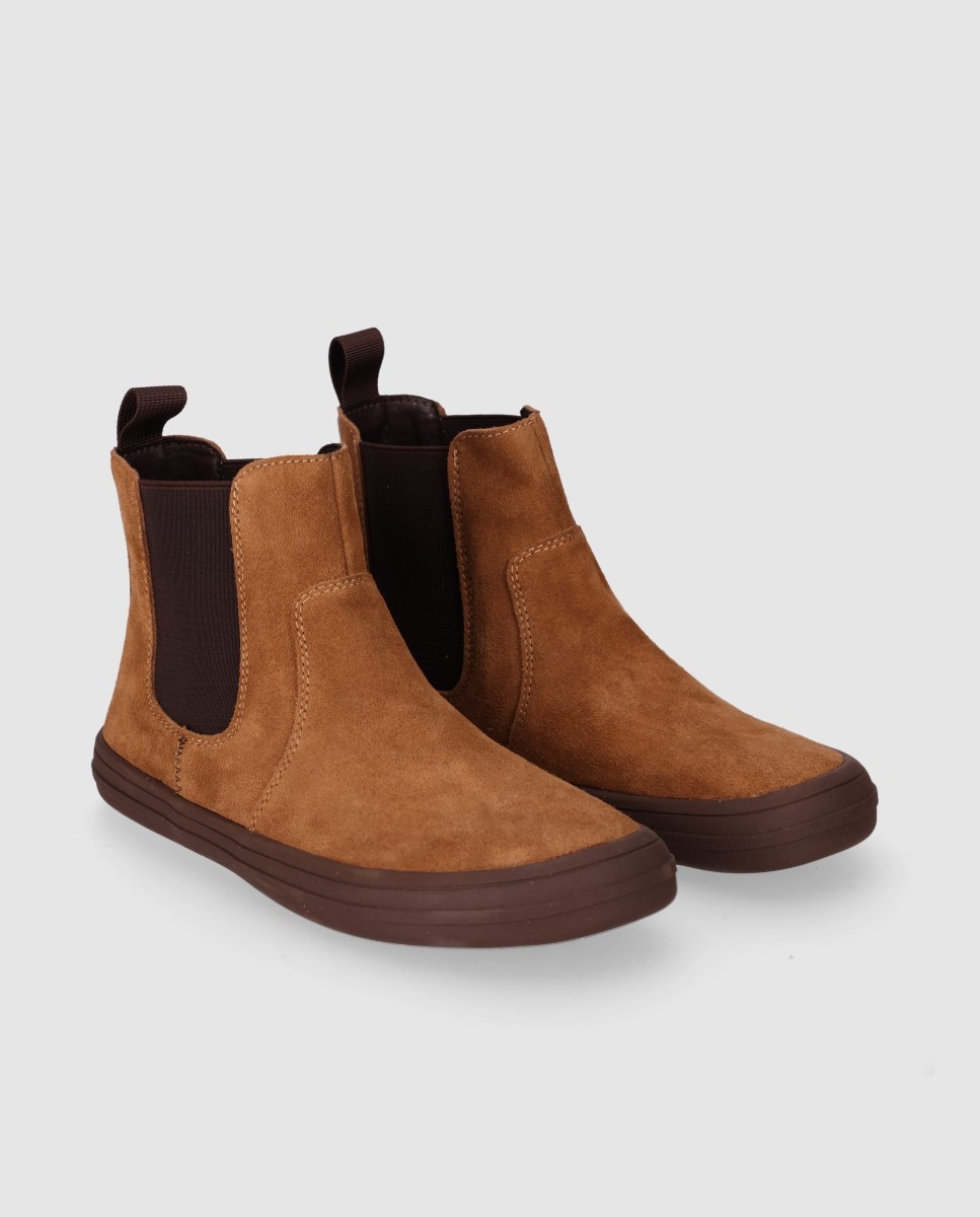 Botines chelsea de mujer diseñados en piel con horma anatómica y suela plana - Chika10 - Marrón claro Marrón claro-3