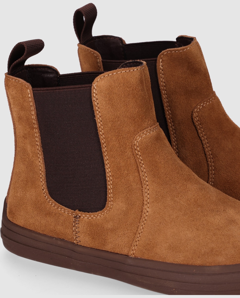 Botines chelsea de mujer diseñados en piel con horma anatómica y suela plana - Chika10 - Marrón claro Marrón claro-5
