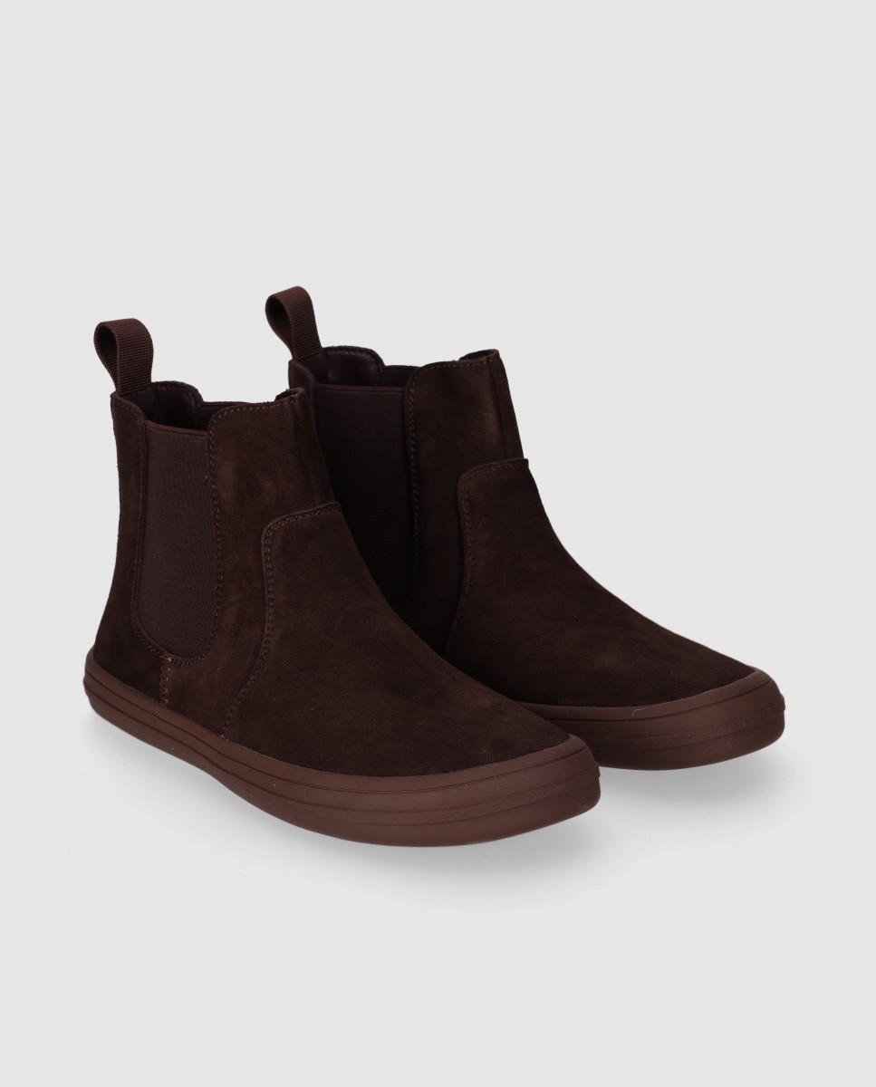 Botines chelsea de mujer diseñados en piel con horma anatómica y suela plana - Chika10 - Marrón Marrón-3