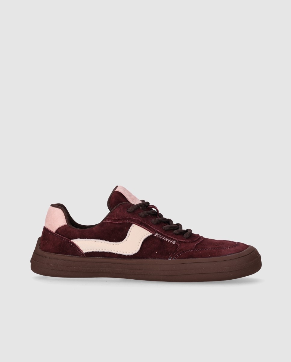 Zapatillas deportivas de mujer barefoot realizadas en piel con diseño flexible y estilo casual - Chika10 - Burdeos Burdeos-1