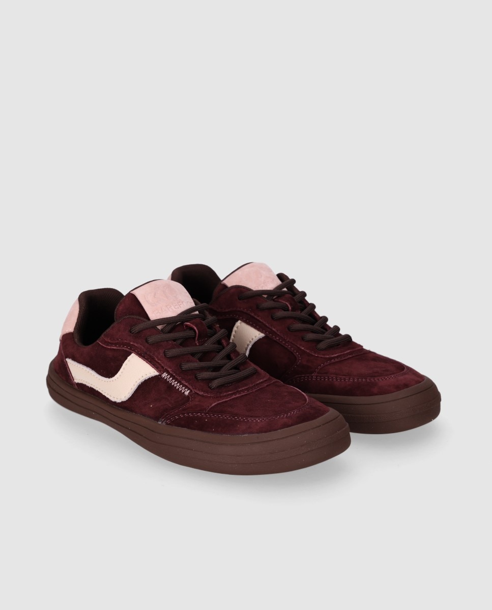 Zapatillas deportivas de mujer barefoot realizadas en piel con diseño flexible y estilo casual - Chika10 - Burdeos Burdeos-3