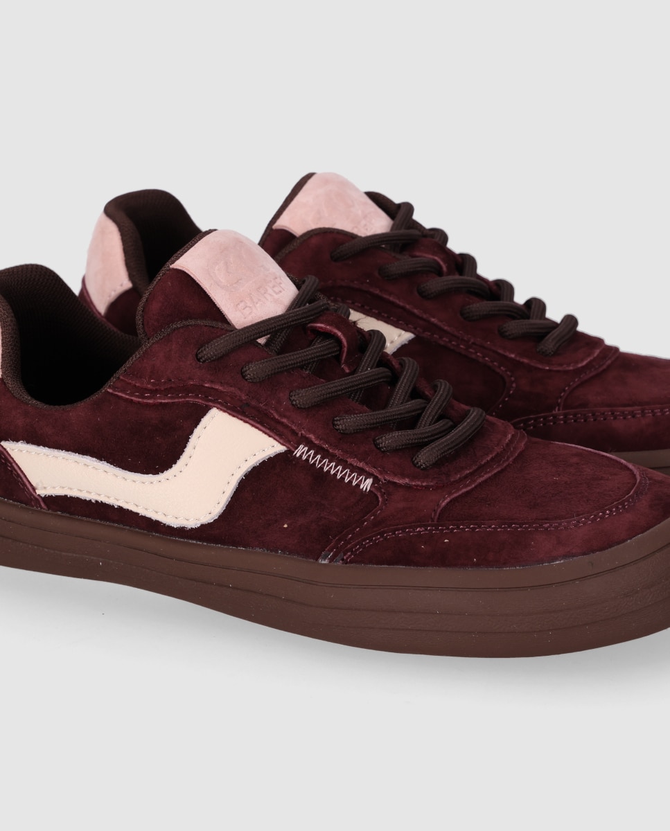 Zapatillas deportivas de mujer barefoot realizadas en piel con diseño flexible y estilo casual - Chika10 - Burdeos Burdeos-5