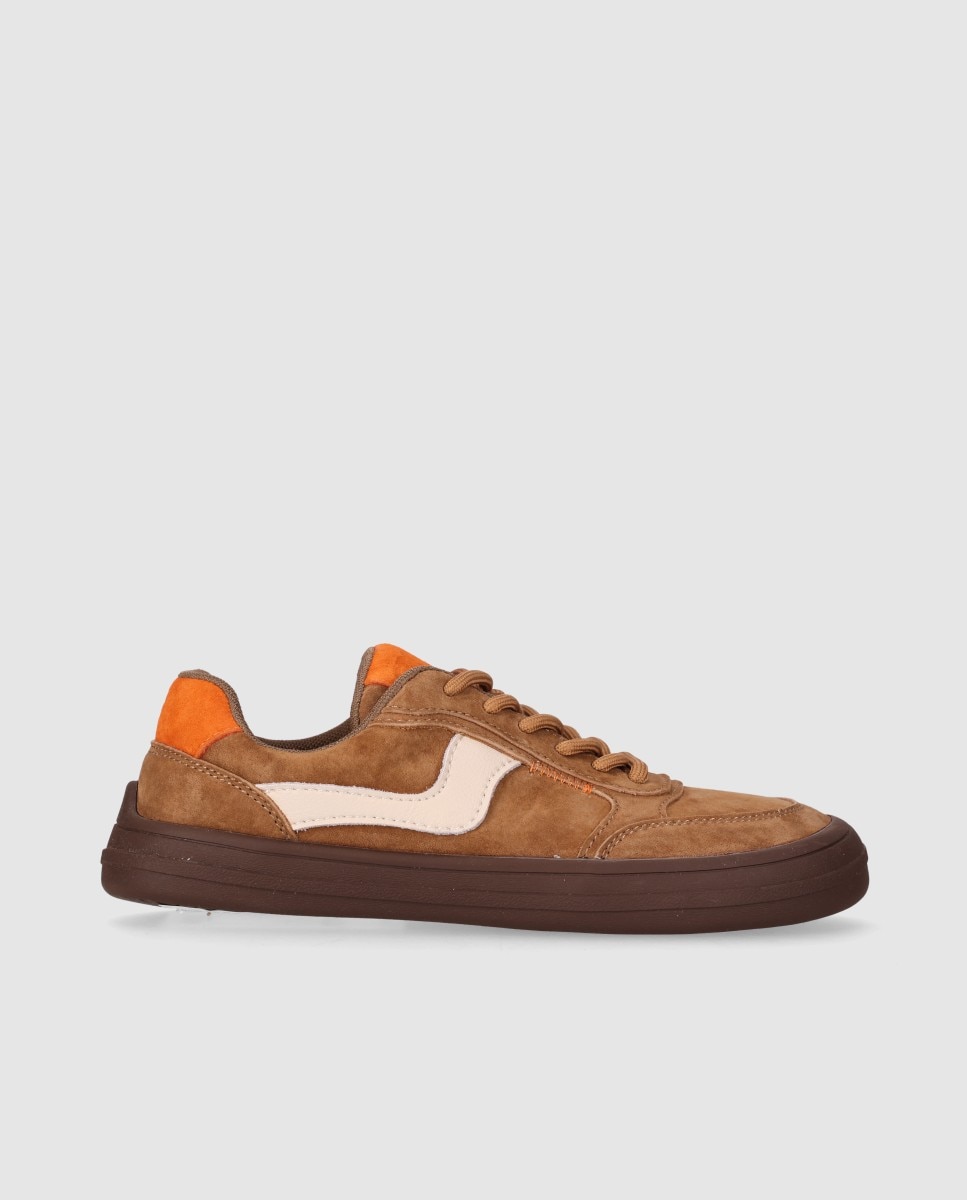 Zapatillas deportivas de mujer barefoot realizadas en piel con diseño flexible y estilo casual - Chika10 - Marrón claro Marrón claro-1