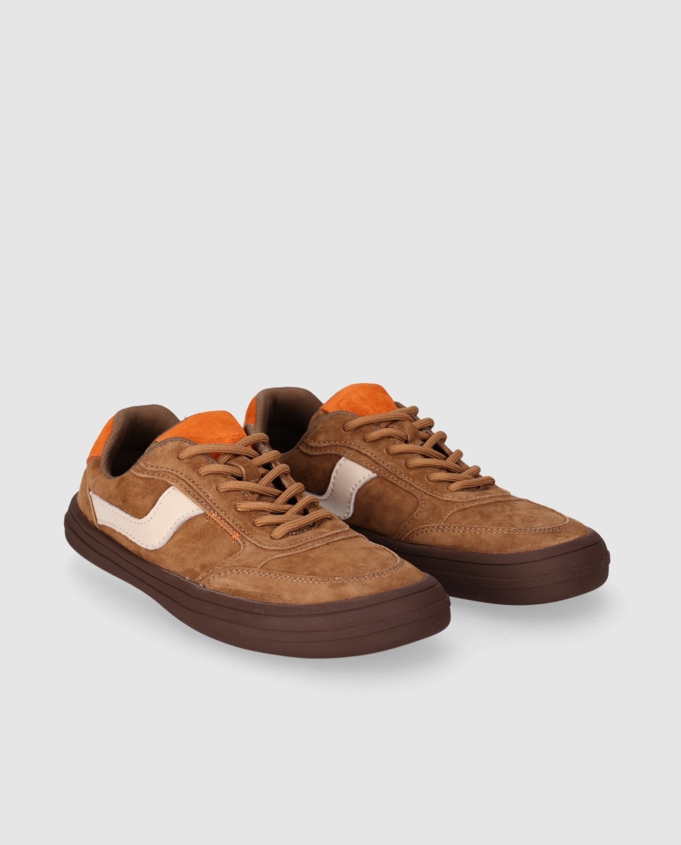 Zapatillas deportivas de mujer barefoot realizadas en piel con diseño flexible y estilo casual - Chika10 - Marrón claro Marrón claro-3
