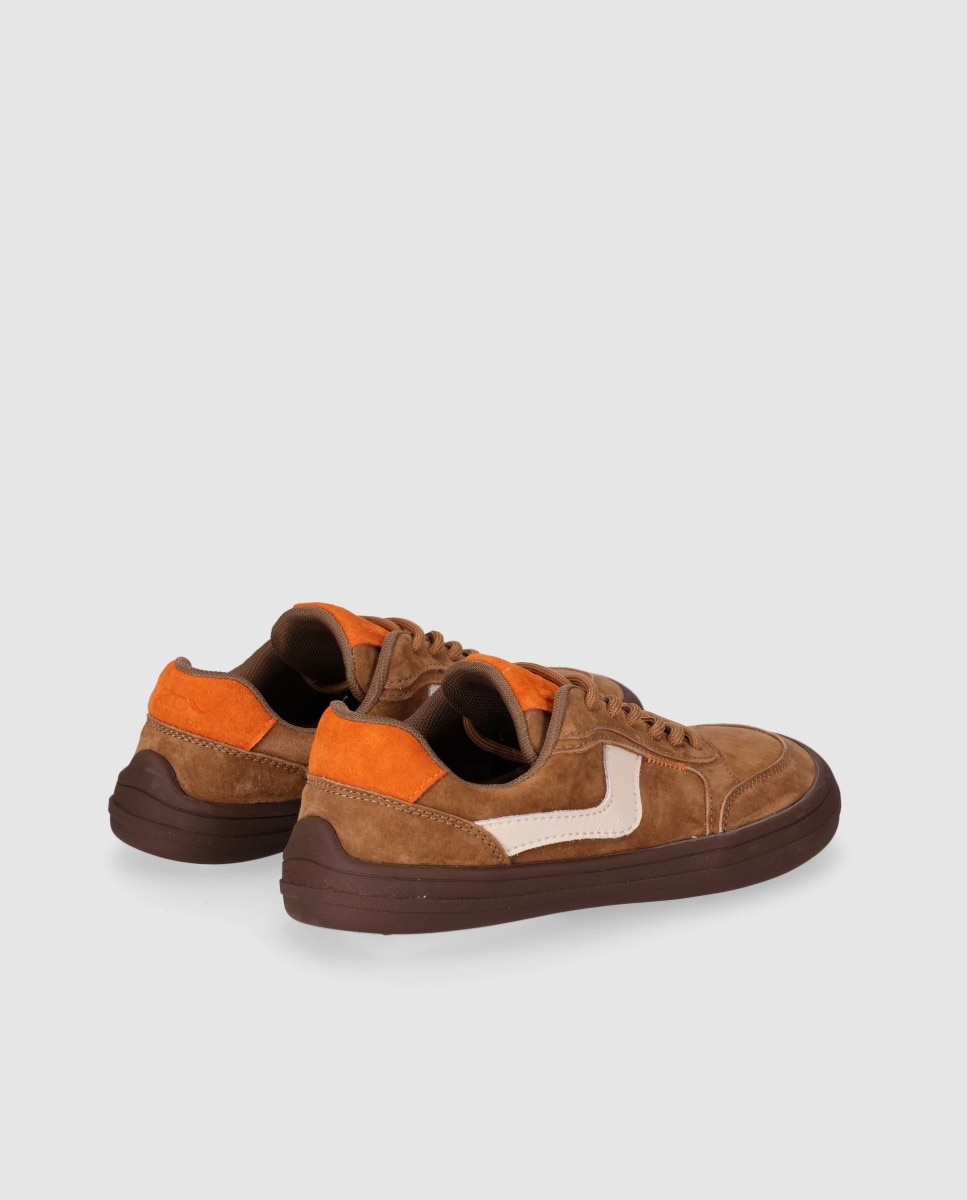 Zapatillas deportivas de mujer barefoot realizadas en piel con diseño flexible y estilo casual - Chika10 - Marrón claro Marrón claro-2