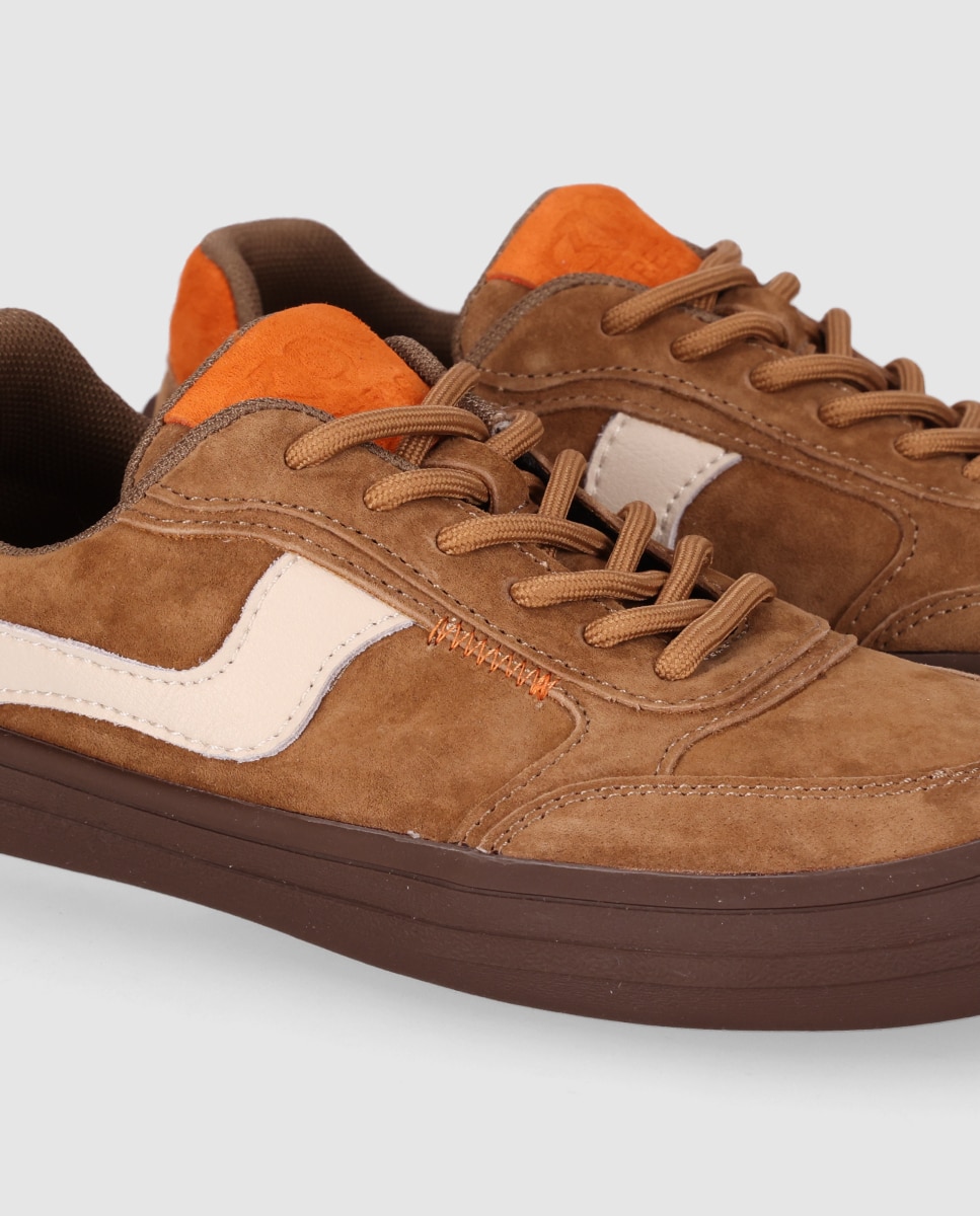Zapatillas deportivas de mujer barefoot realizadas en piel con diseño flexible y estilo casual - Chika10 - Marrón claro Marrón claro-5