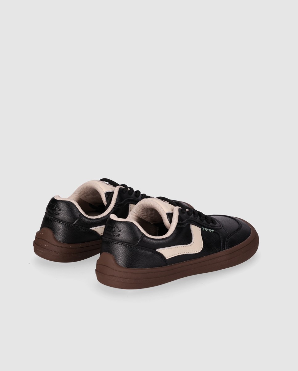 Zapatillas deportivas de mujer barefoot diseñadas en piel con puntera anatómica y suela plana - Chika10 - Negro Negro-2