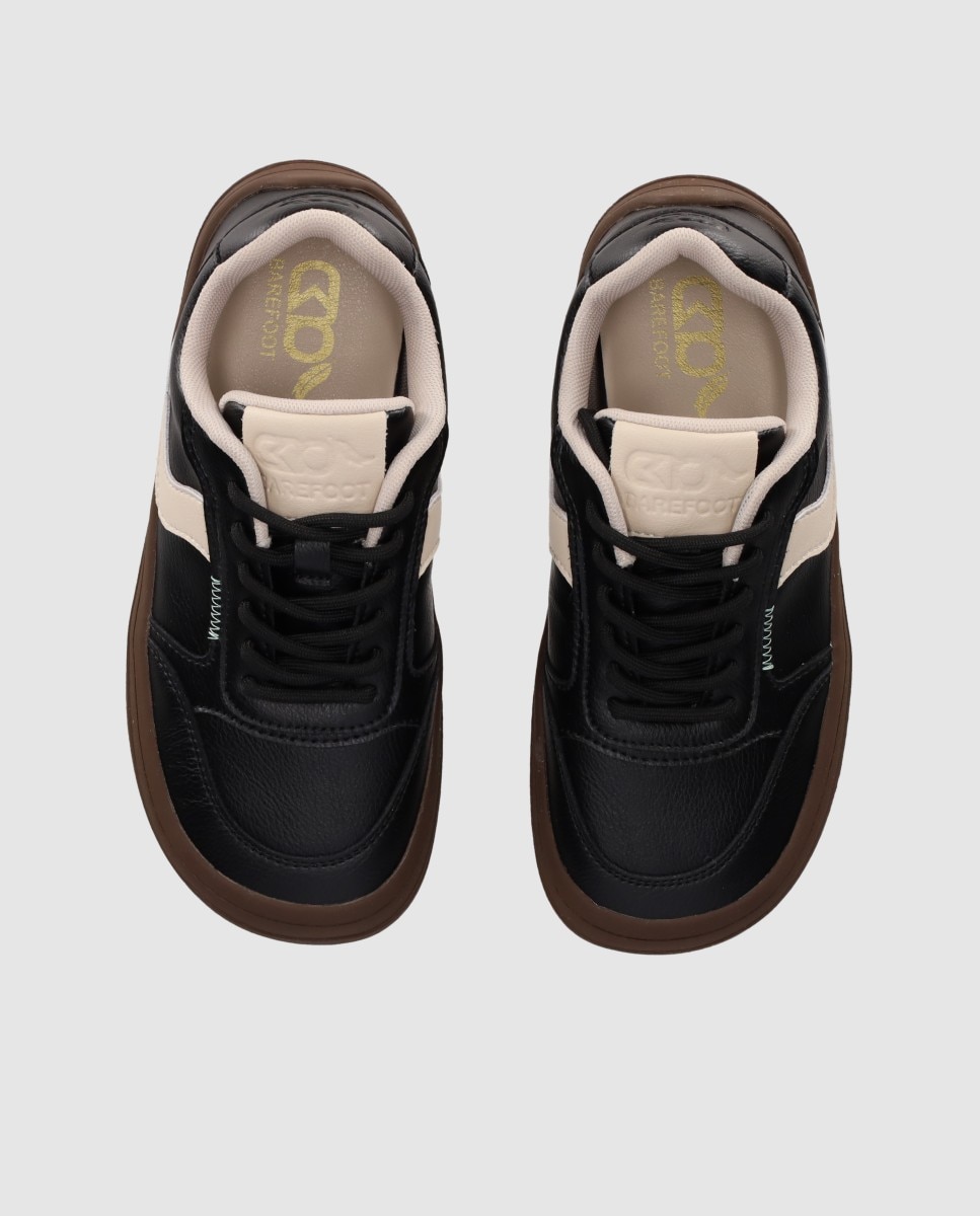 Zapatillas deportivas de mujer barefoot diseñadas en piel con puntera anatómica y suela plana - Chika10 - Negro Negro-4