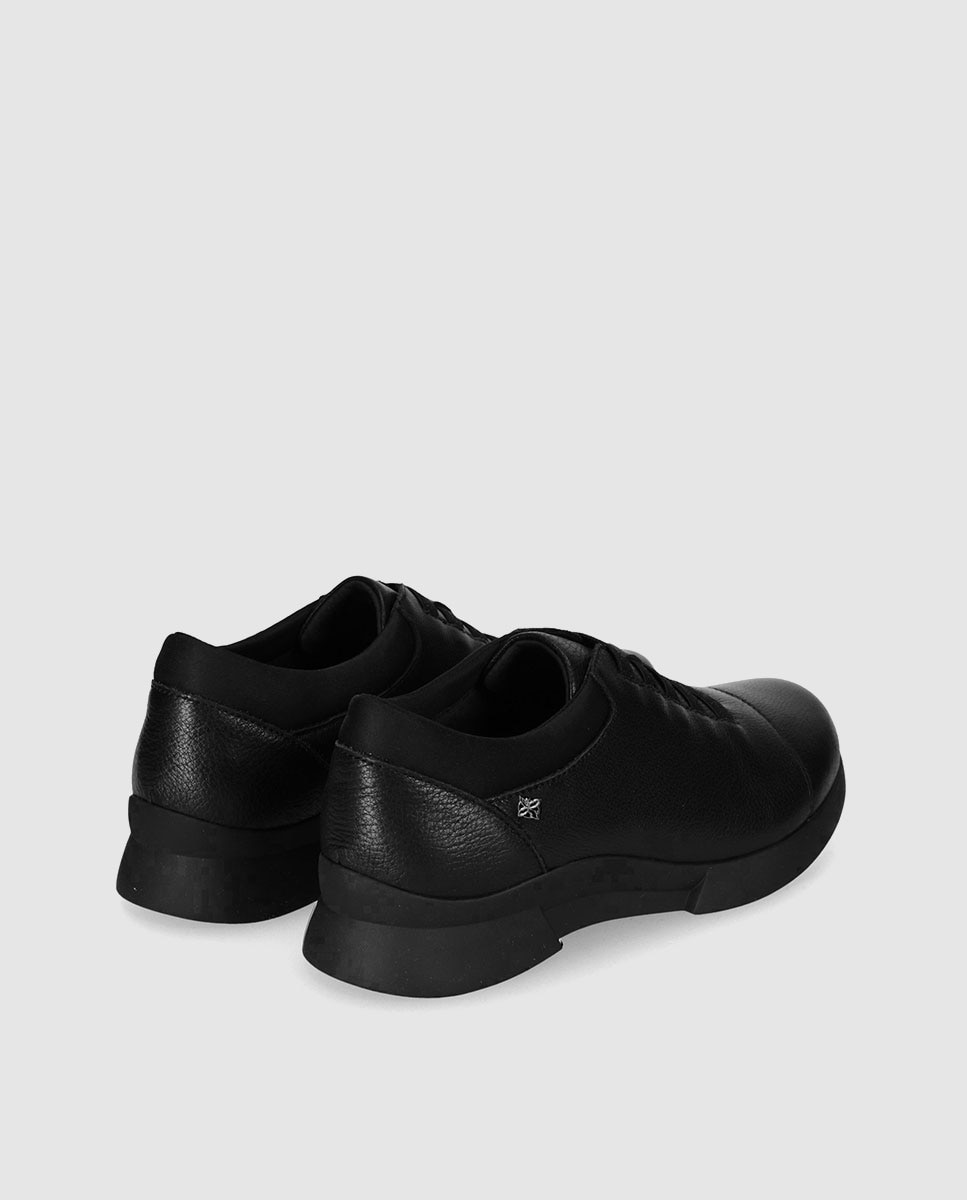 Zapatos de cordones de mujer diseñados en piel con cordones elásticos y suela ligera - Chika10 - Negro Negro-2
