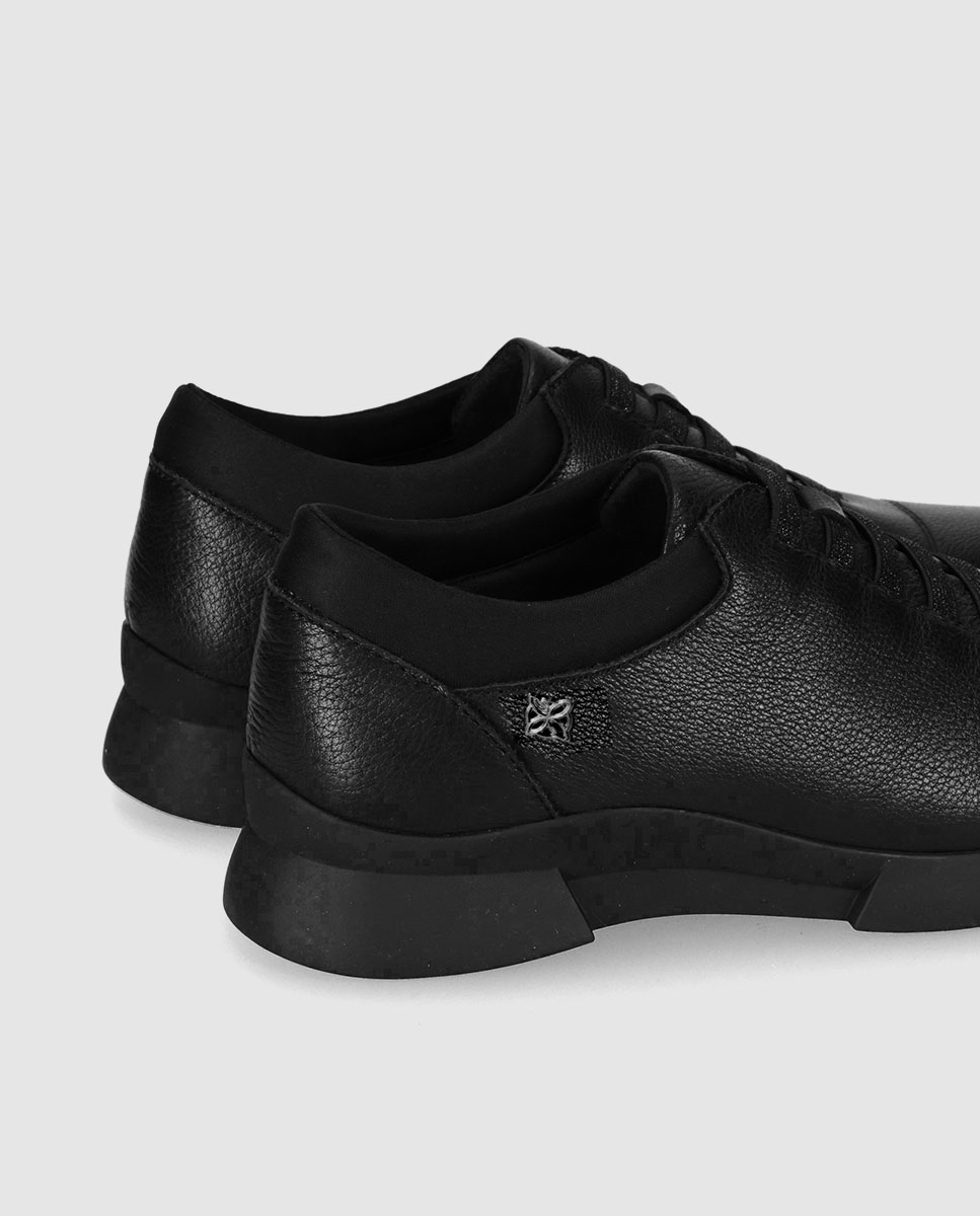 Zapatos de cordones de mujer diseñados en piel con cordones elásticos y suela ligera - Chika10 - Negro Negro-5