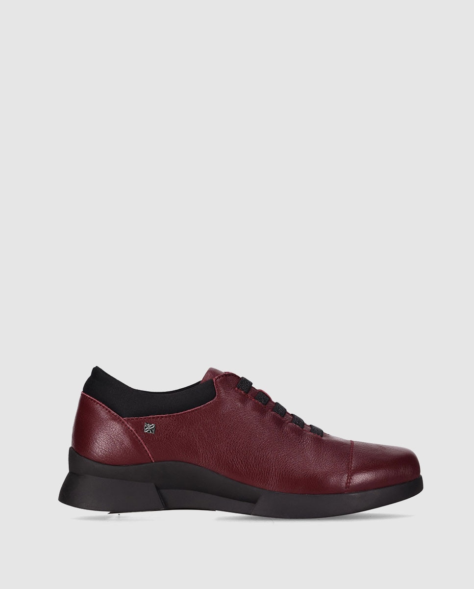 Zapatos de cordones de mujer diseñados en piel con cordones elásticos y suela ligera - Chika10 - Burdeos Burdeos-1