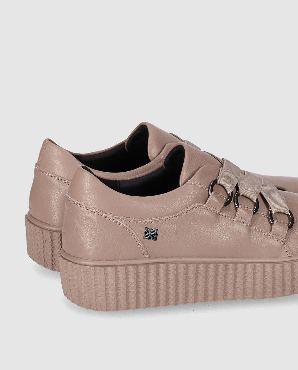 Zapatos de cordones de mujer de piel con diseño limpio y suela gruesa - Chika10 - Topo Topo-5