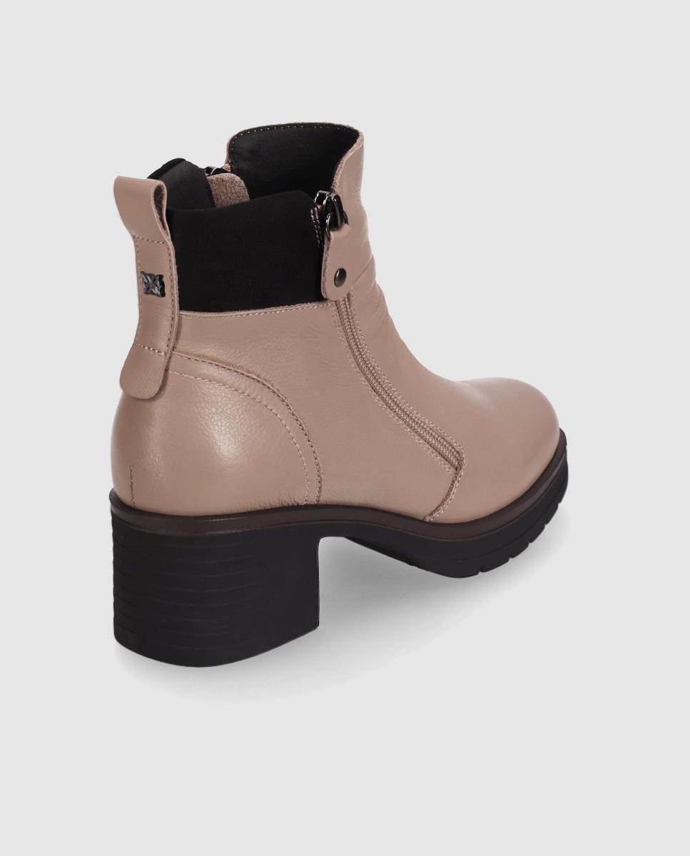 Botines básicos de mujer en piel con tacón ancho y puntera redonda - Chika10 - Topo Topo-2
