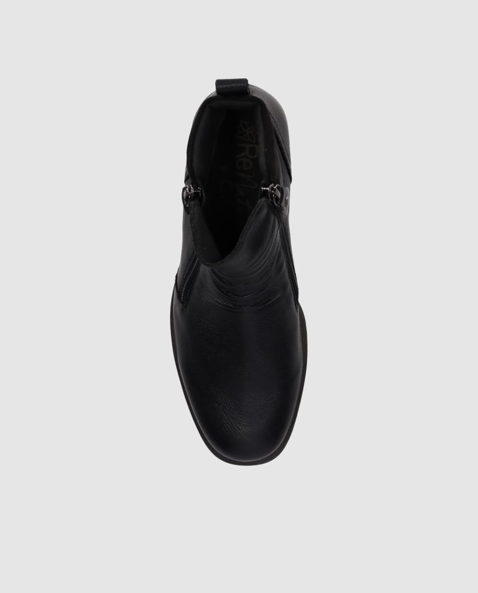 Botines básicos de mujer en piel con tacón ancho y puntera redonda - Chika10 - Negro Negro-4