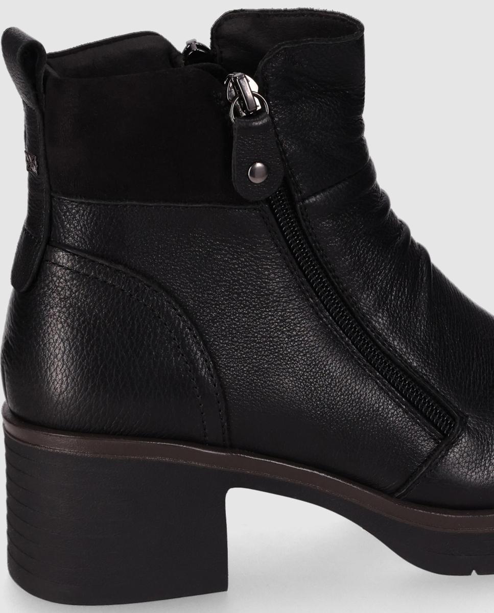 Botines básicos de mujer en piel con tacón ancho y puntera redonda - Chika10 - Negro Negro-5