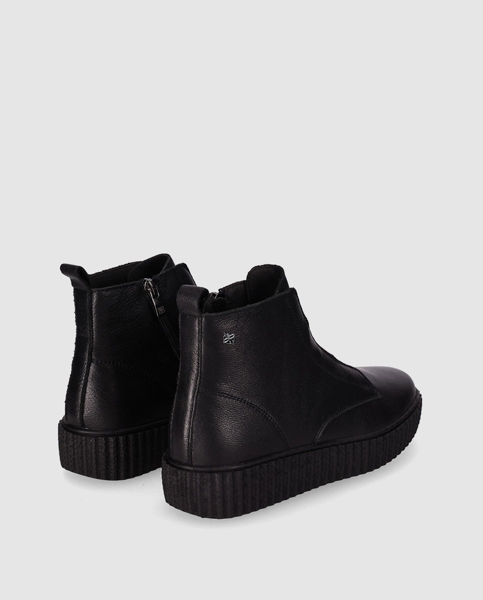 Botines básicos de mujer en piel con suela gruesa y cierre de cremallera - Chika10 - Negro Negro-2