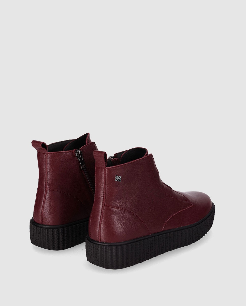 Botines básicos de mujer en piel con suela gruesa y cierre de cremallera - Chika10 - Burdeos Burdeos-2