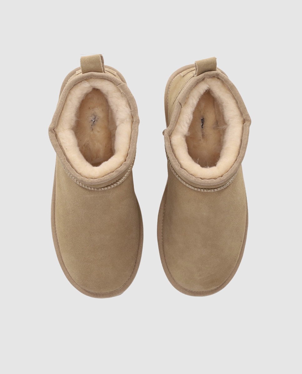 Botines de pelo de mujer en piel de serraje con suela ligera y estética comfy-urbana - Chika10 - Beige Beige-4