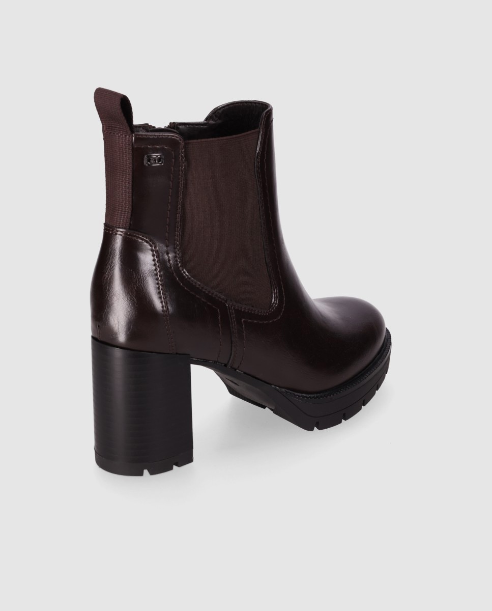 Botines chelsea de mujer con exterior liso de estilo atemporal con puntera redonda - Chika10 - Marrón Marrón-2