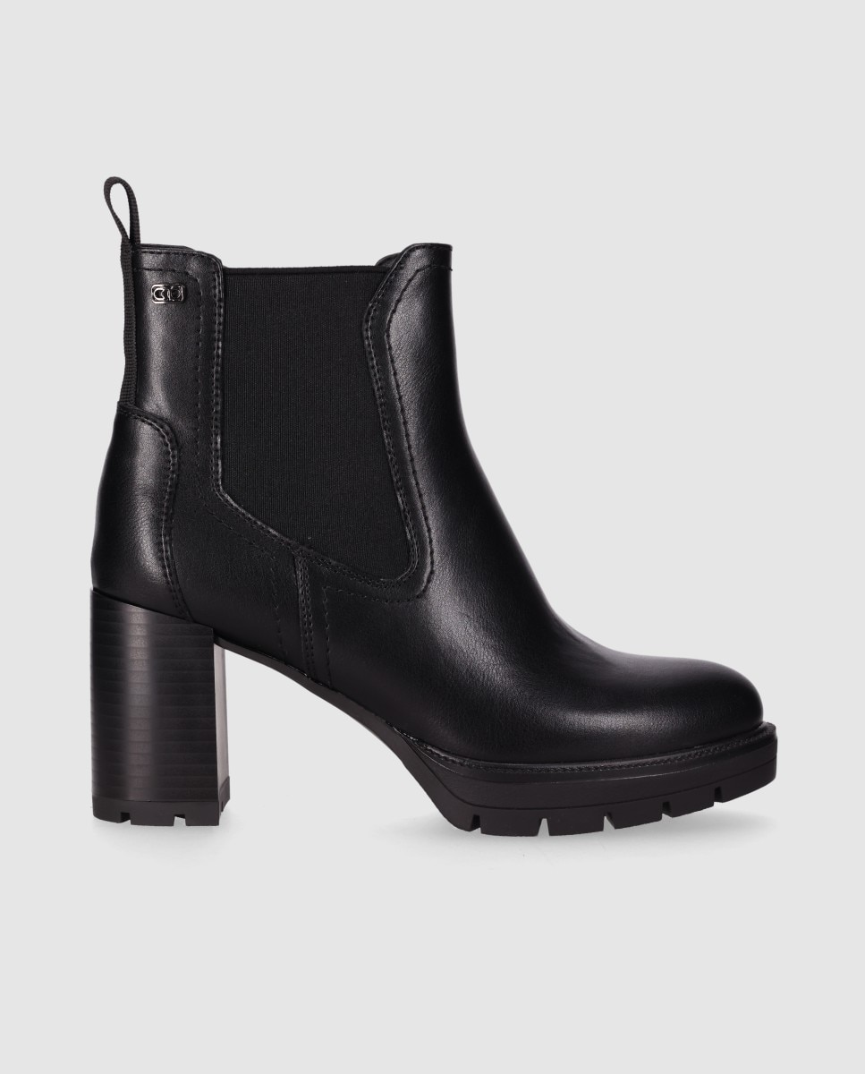 Botines chelsea de mujer con exterior liso de estilo atemporal con puntera redonda - Chika10 - Negro Negro-1