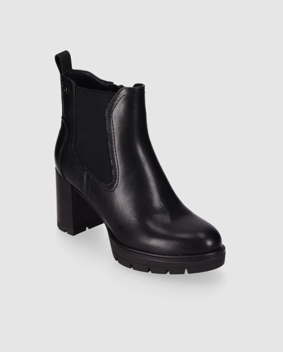 Botines chelsea de mujer con exterior liso de estilo atemporal con puntera redonda - Chika10 - Negro Negro-3