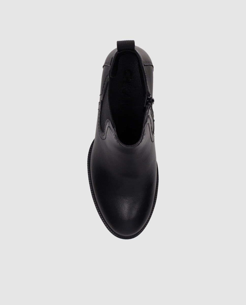 Botines chelsea de mujer con exterior liso de estilo atemporal con puntera redonda - Chika10 - Negro Negro-4