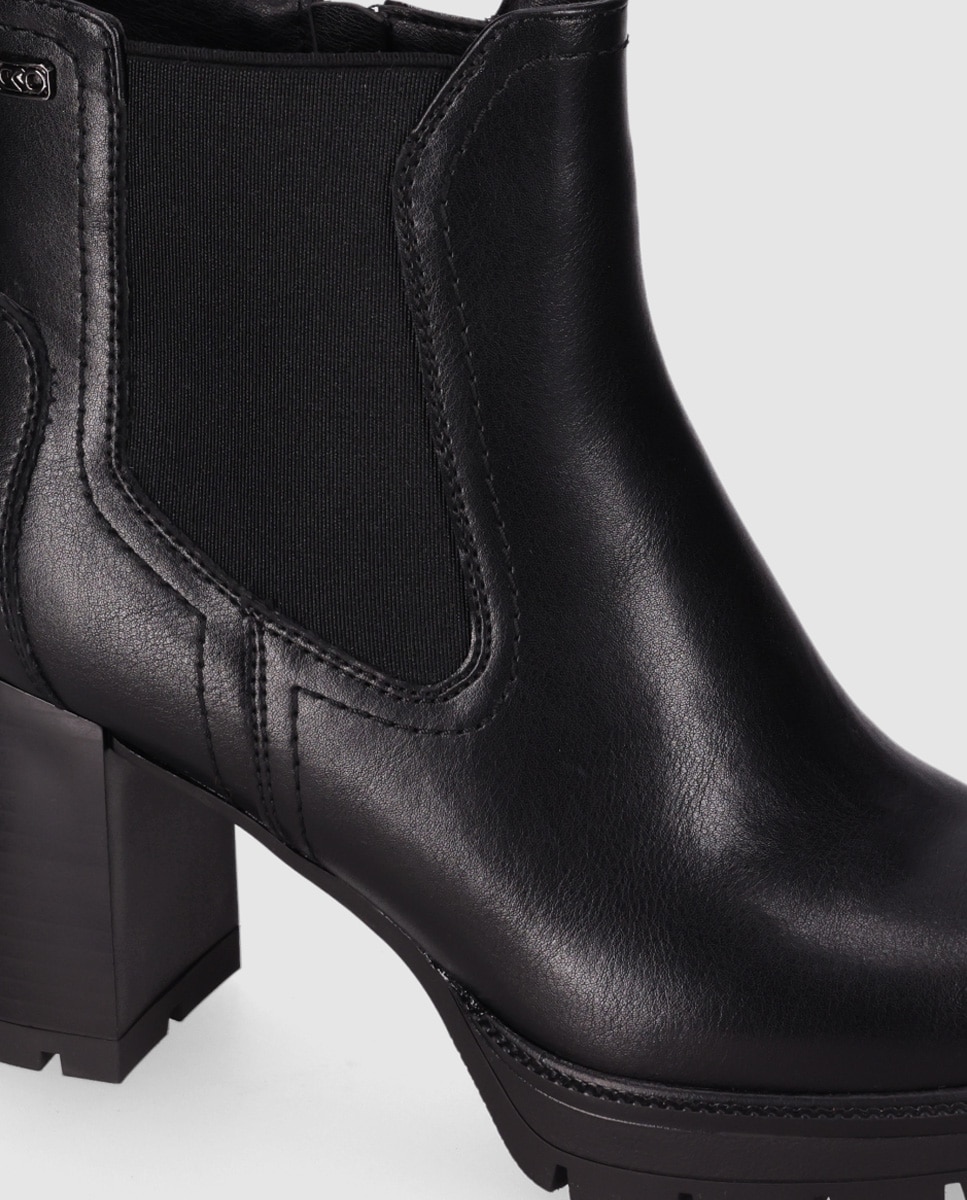 Botines chelsea de mujer con exterior liso de estilo atemporal con puntera redonda - Chika10 - Negro Negro-5