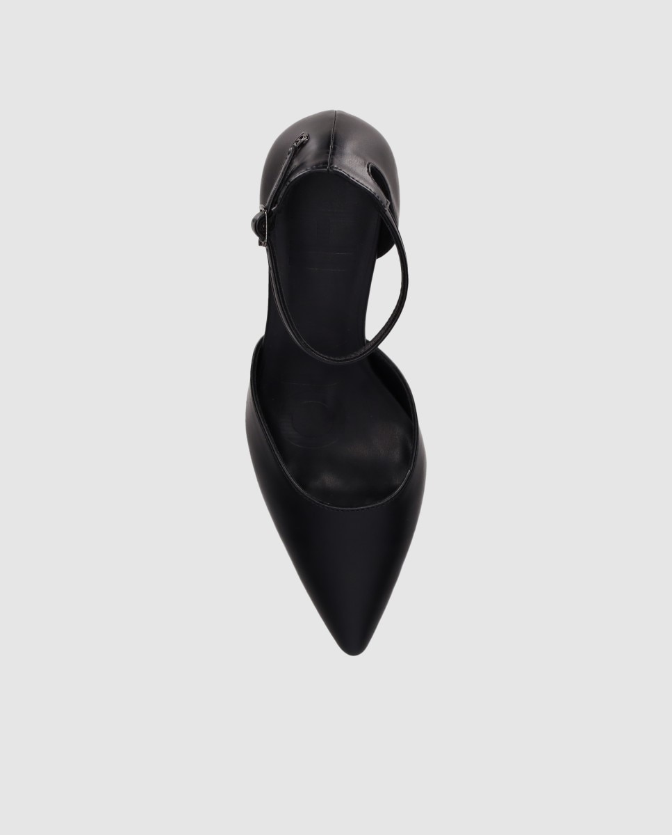 Zapatos de salón abierto de mujer con puntera afilada y cierre de pulsera al tobillo - Chika10 - Negro Negro-4