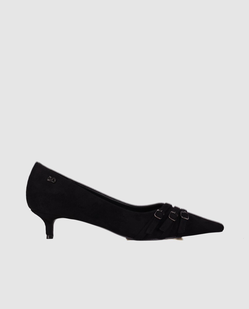 Imagen 1 de Zapatos de salón de mujer con tacón fino de acabado textil y diseño clásico - Chika10 - Negro Negro