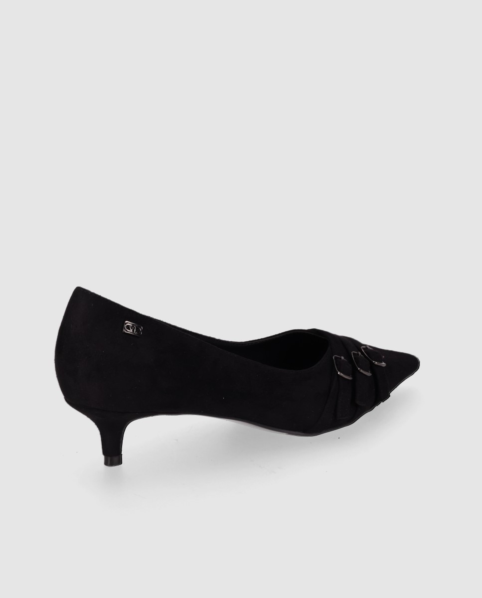 Imagen 2 de Zapatos de salón de mujer con tacón fino de acabado textil y diseño clásico - Chika10 - Negro Negro