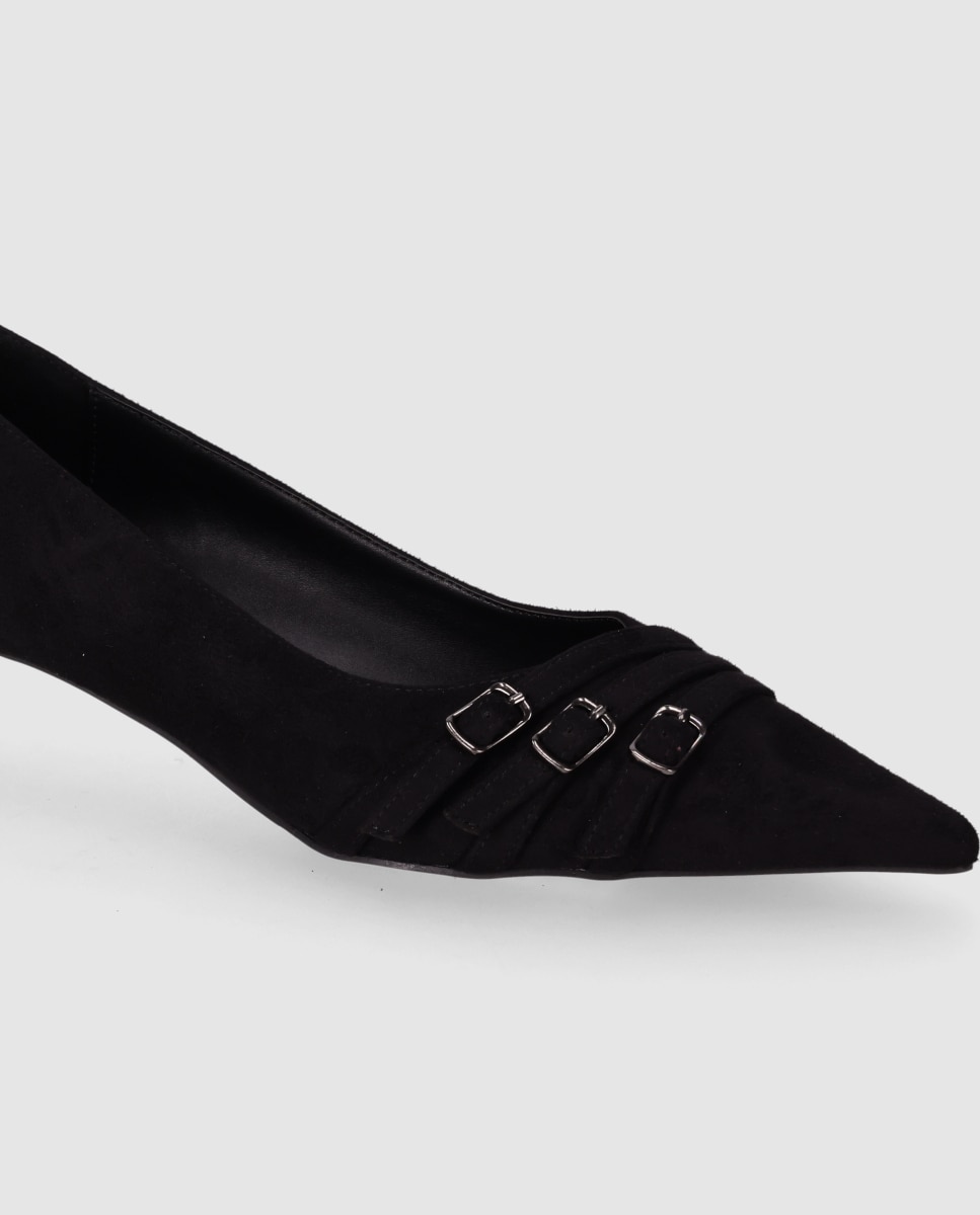 Imagen 5 de Zapatos de salón de mujer con tacón fino de acabado textil y diseño clásico - Chika10 - Negro Negro