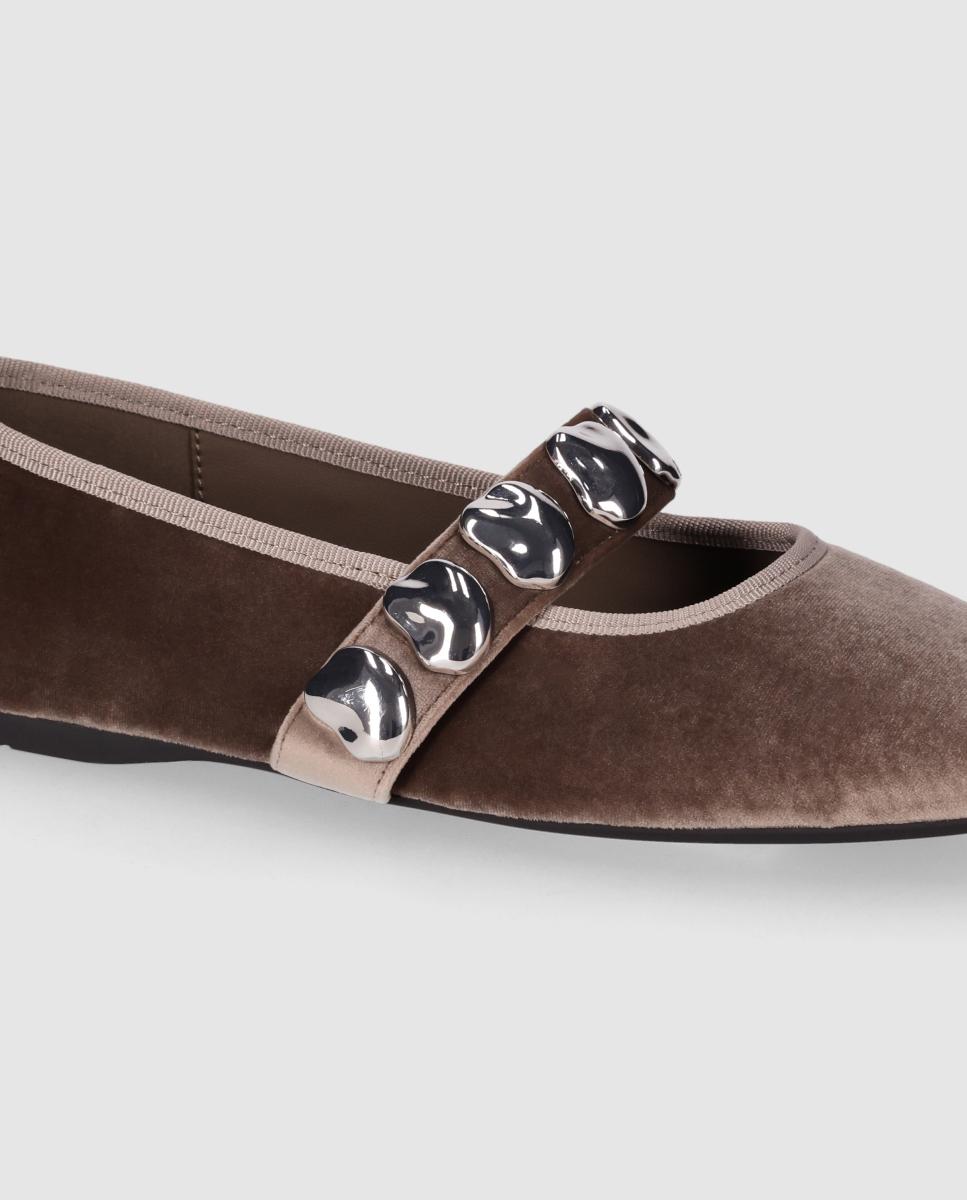 Bailarinas planas de mujer con suela fina y detalles metálicos decorativos - Chika10 - Topo Topo-5