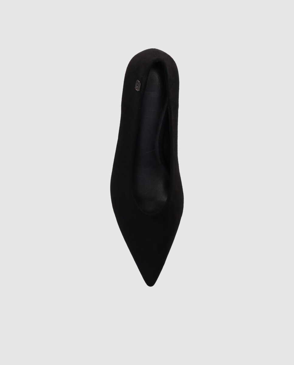 Zapatos de salón de mujer con acabado textil, puntera afilada y tacón fino - Chika10 - Negro Negro-2