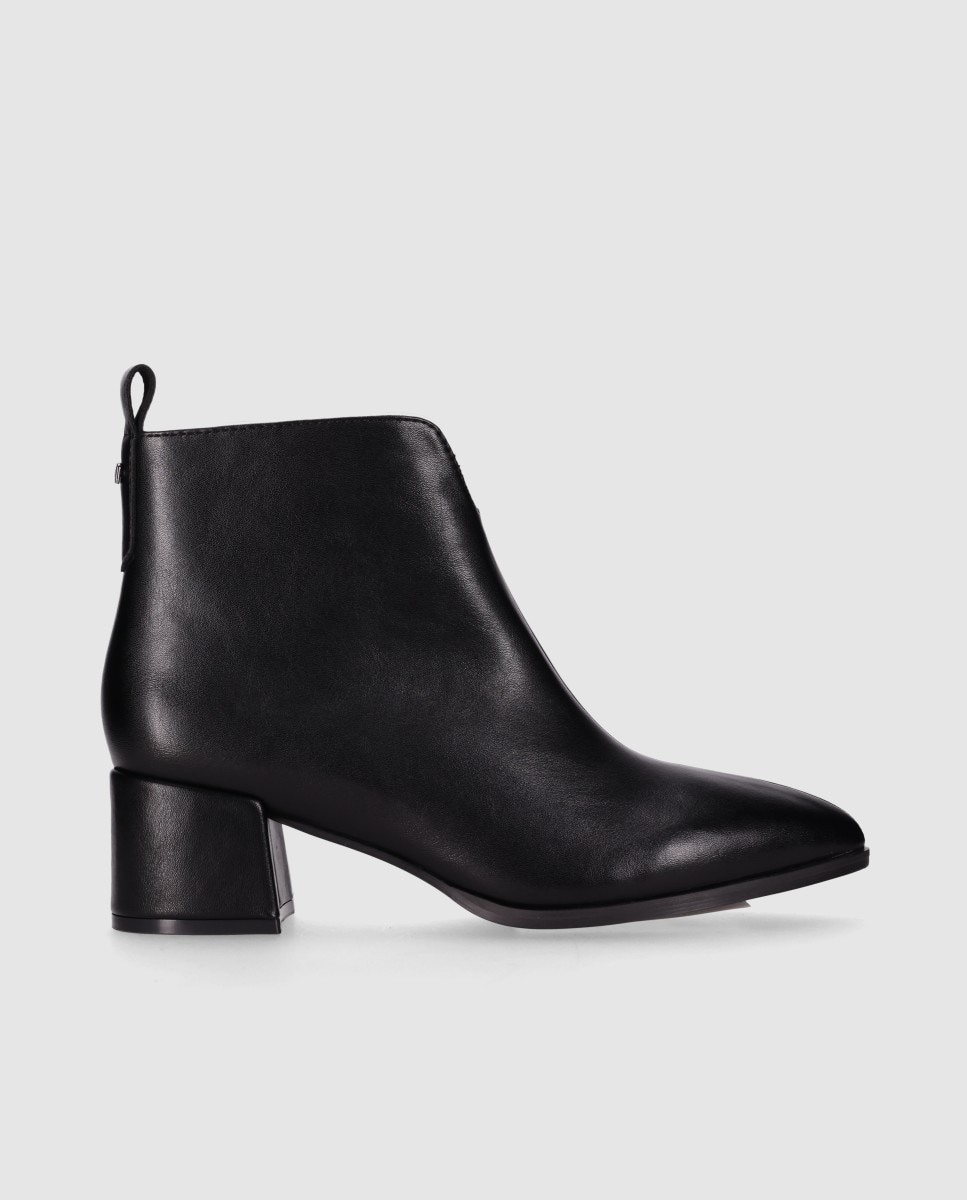 Botines básicos de mujer con puntera afilada y tacón ancho - Chika10 - Negro Negro-1