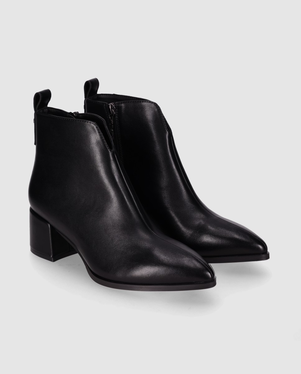 Botines básicos de mujer con puntera afilada y tacón ancho - Chika10 - Negro Negro-3