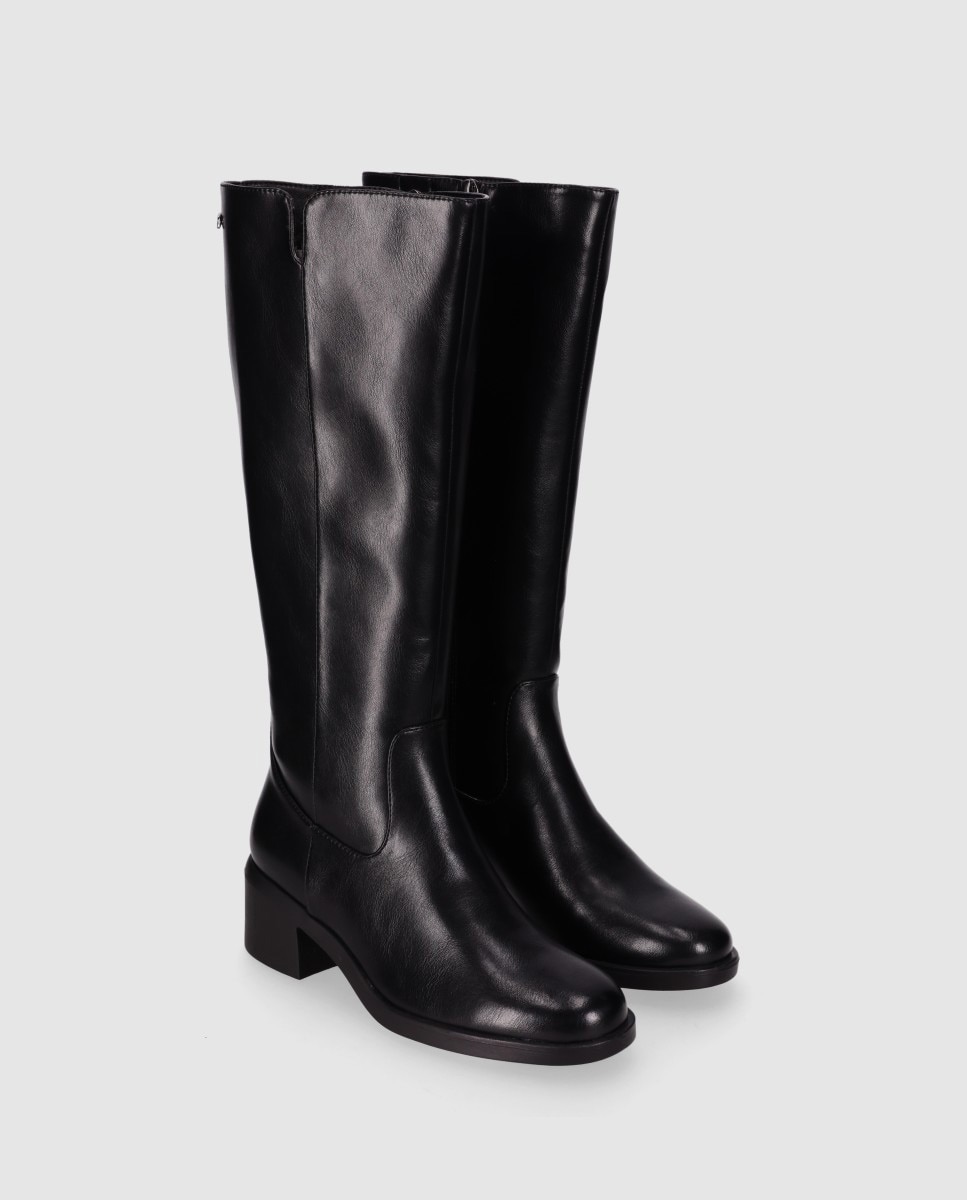 Botas básicas de mujer con caña alta y cierre de cremallera - Chika10 - Negro Negro-2