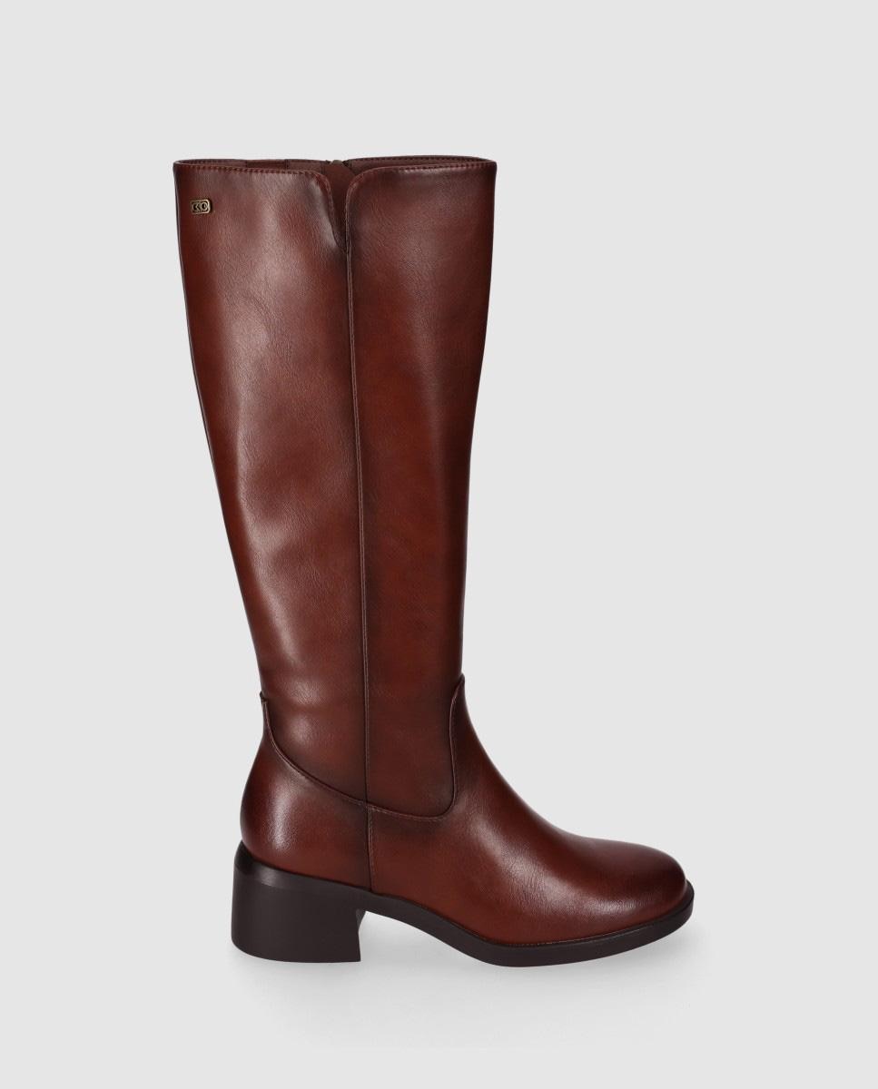 Botas básicas de mujer con caña alta y cierre de cremallera - Chika10 - Marrón claro Marrón claro-1