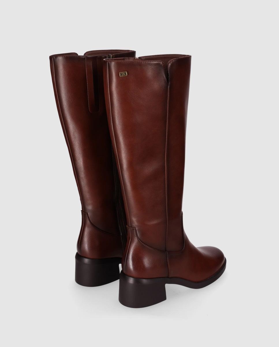Botas básicas de mujer con caña alta y cierre de cremallera - Chika10 - Marrón claro Marrón claro-3